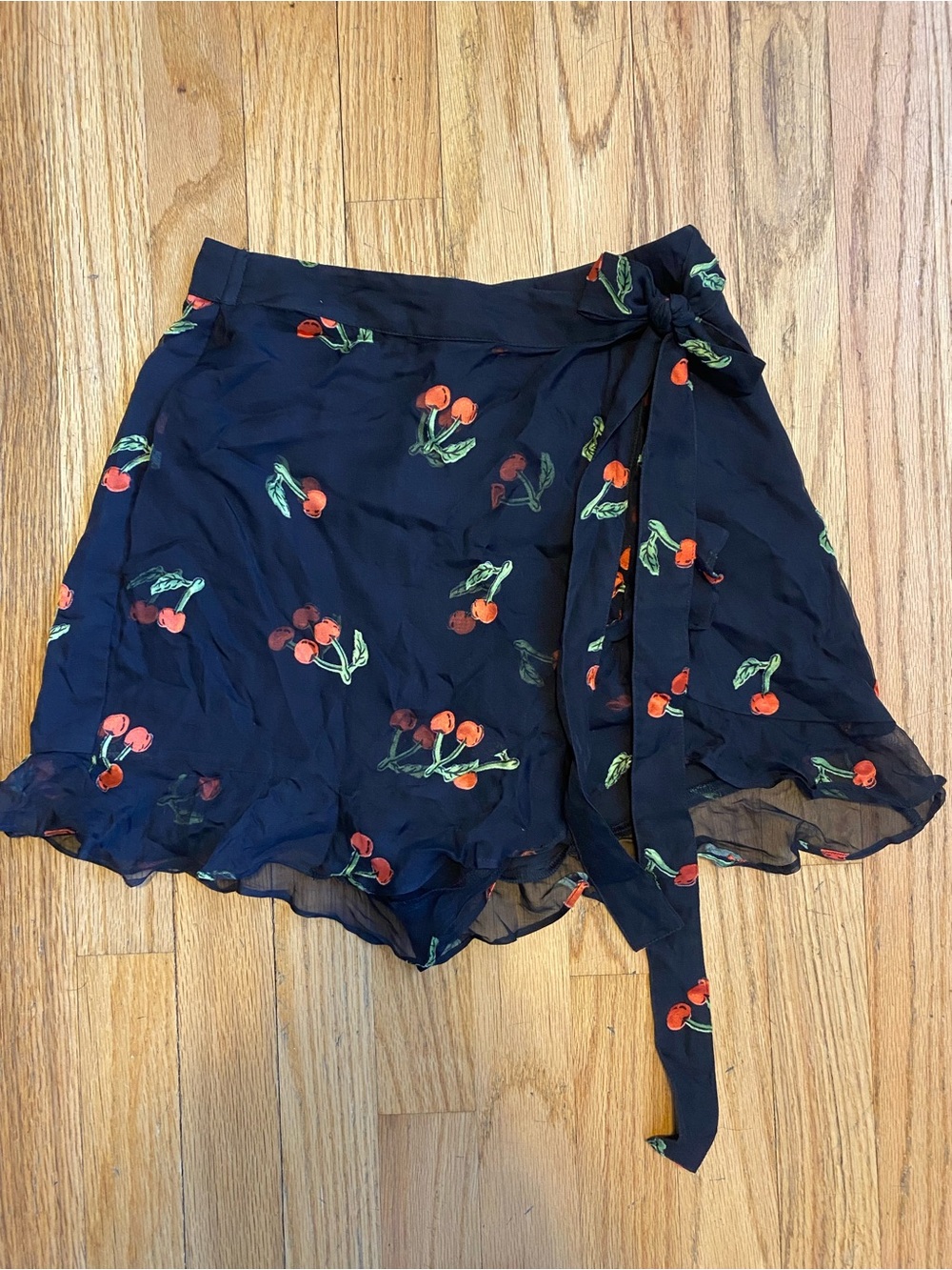For Love & Lemons Black Cherry Tie-Waist Ruffle Mini Skort - Picture 2 of 5
